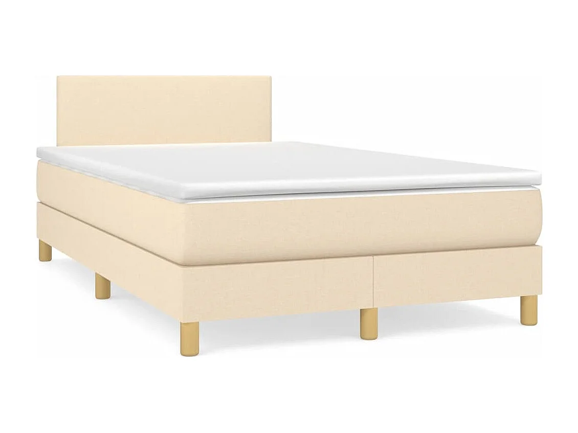 Sommier à lattes de lit matelas et LED crème 120x190 cm tissu