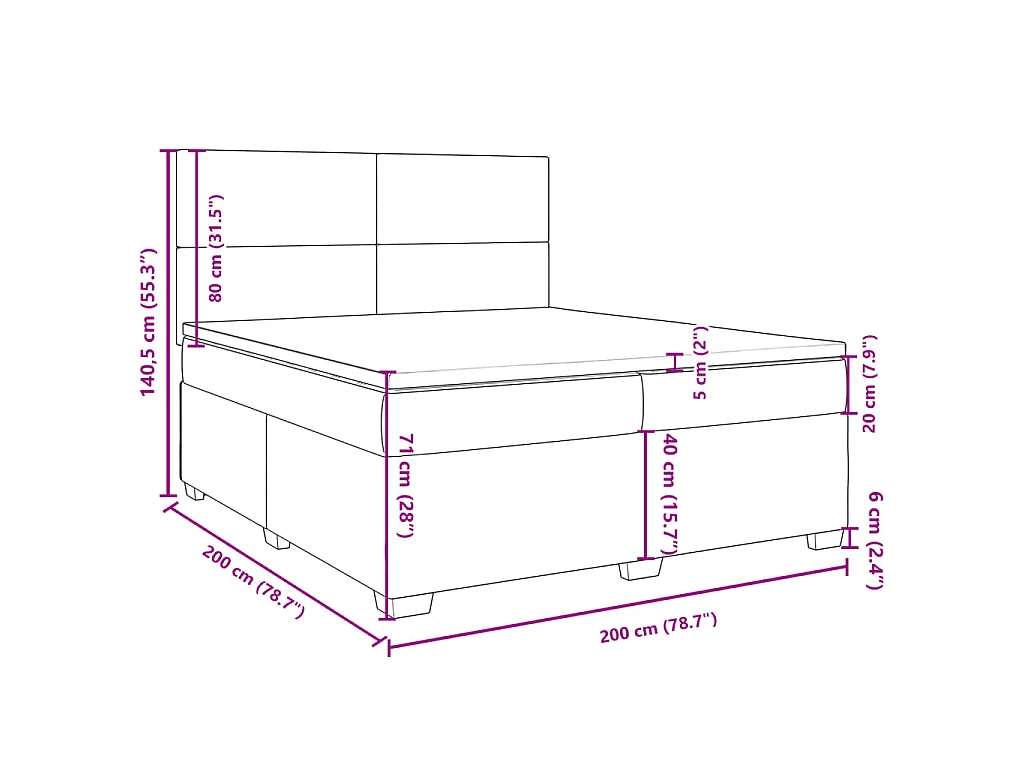 Boxspringbett mit Matratze Creme 200x200 cm Stoff