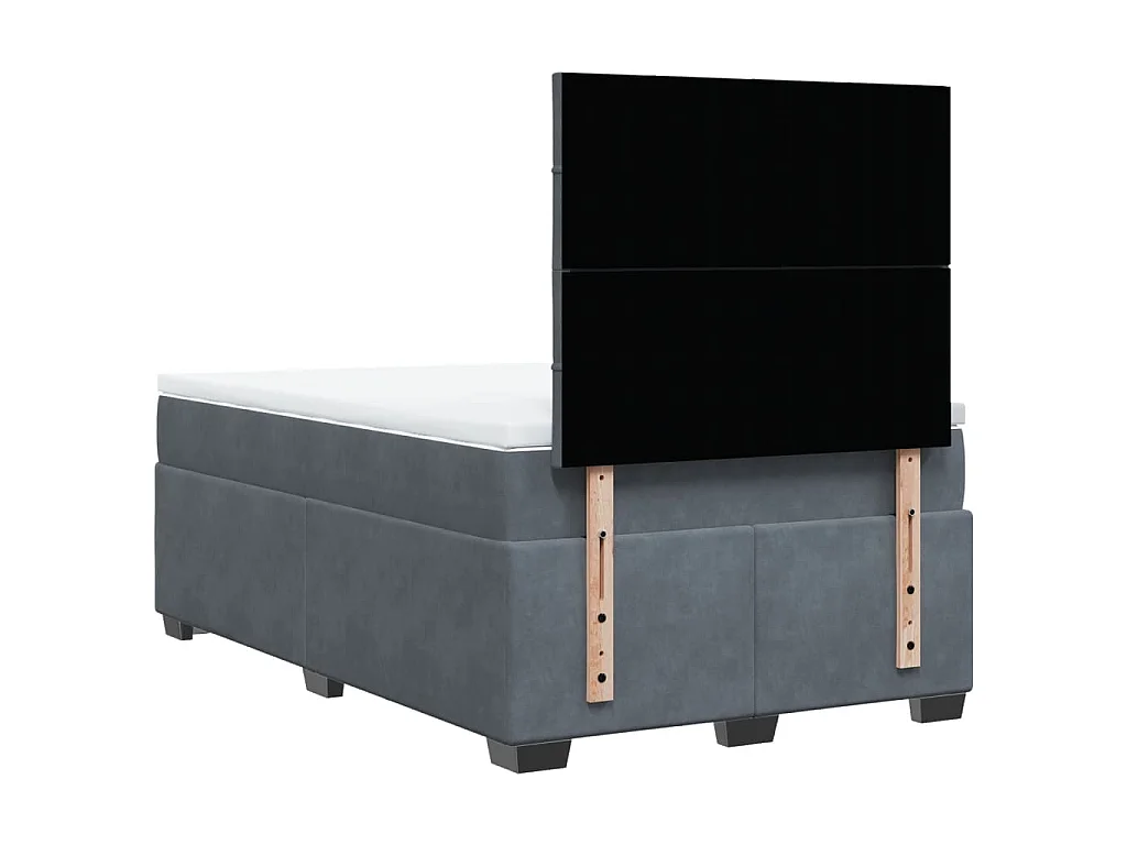 Cama box spring con colchón terciopelo gris oscuro 120x200 cm