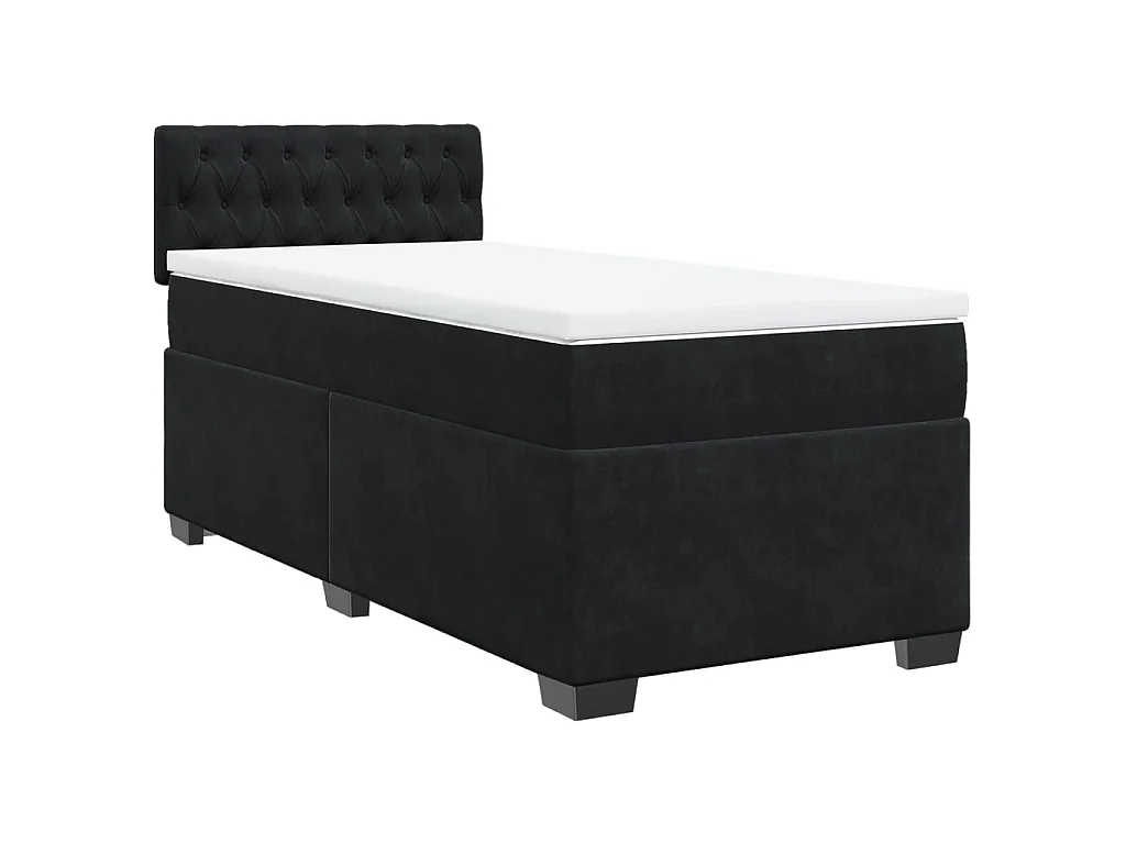 Giroletto a Molle con Materasso Nero 90x190 cm in Velluto