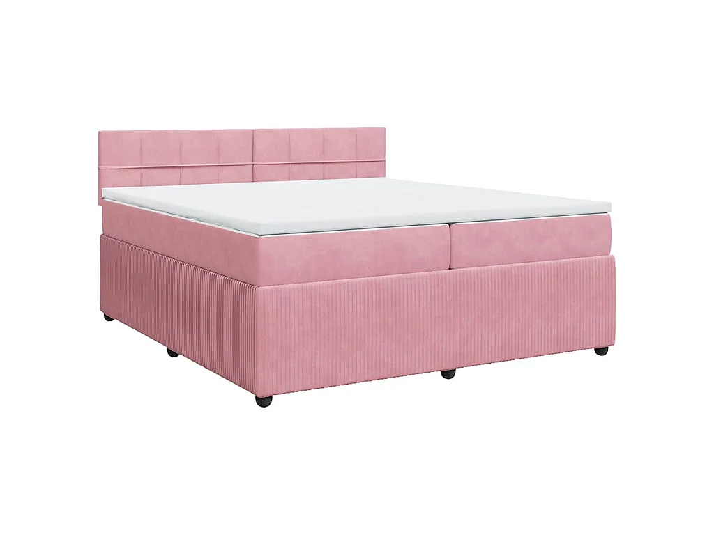 Cama box spring con colchón terciopelo rosa 200x200 cm