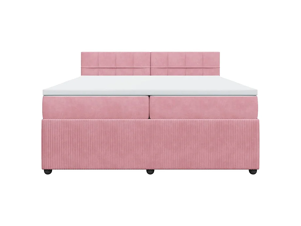 Cama box spring con colchón terciopelo rosa 200x200 cm