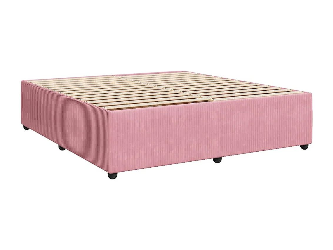 Cama box spring con colchón terciopelo rosa 200x200 cm