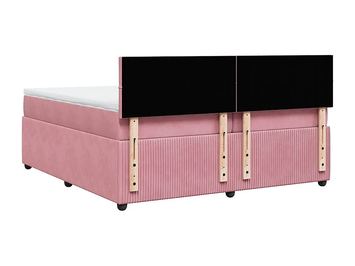 Cama box spring con colchón terciopelo rosa 200x200 cm