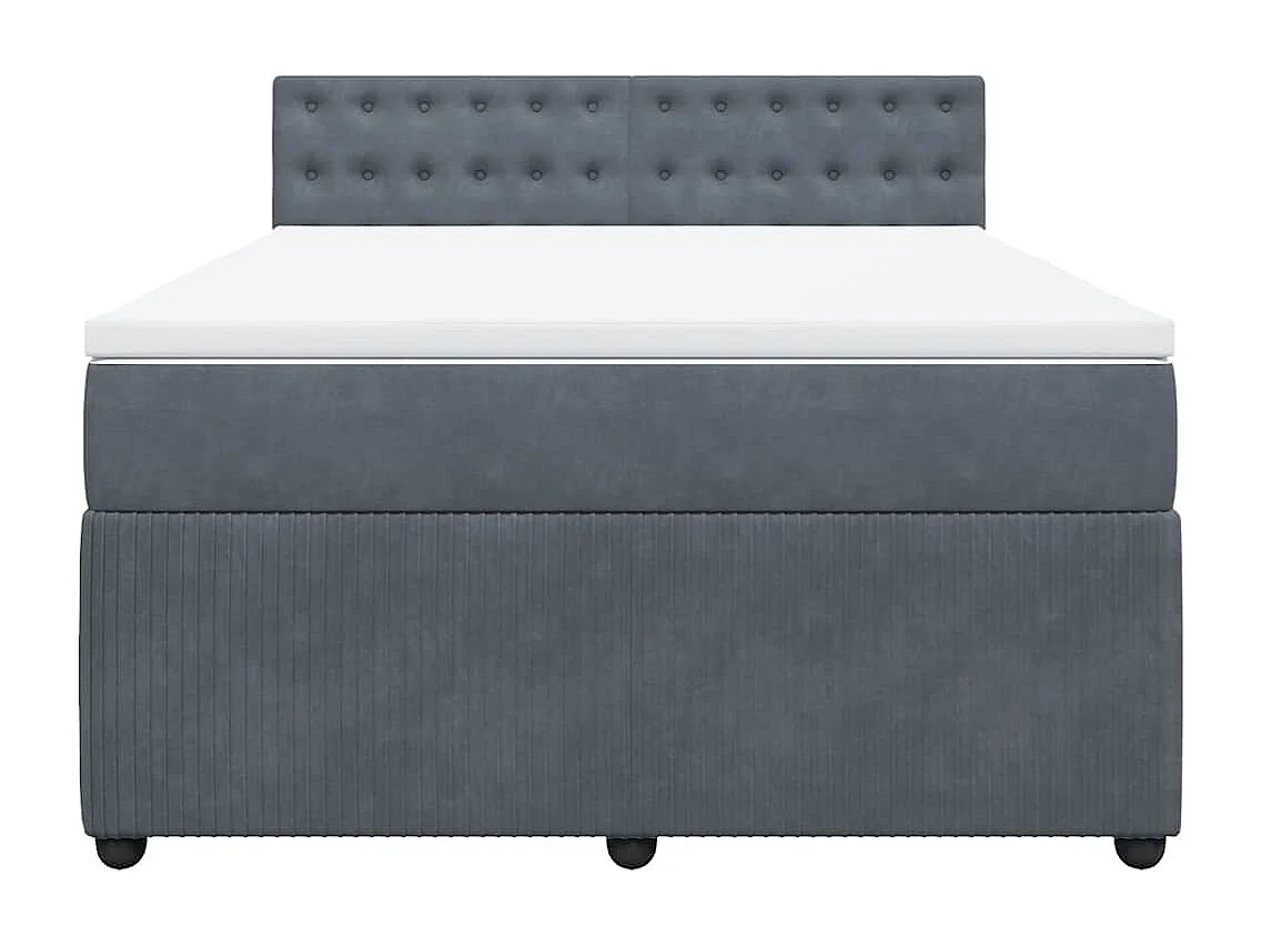 Sommier à lattes de lit et matelas Gris foncé 160x200cm Velours