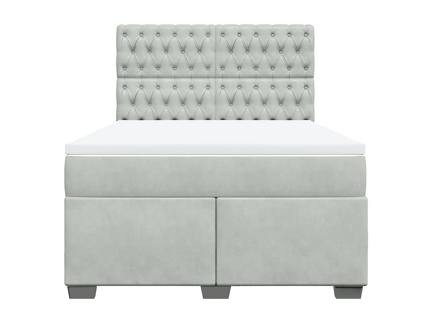 Cama box spring con colchón terciopelo gris claro 140x200 cm