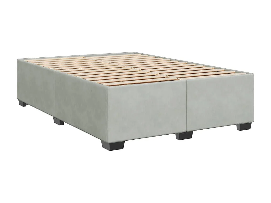 Cama box spring con colchón terciopelo gris claro 140x200 cm