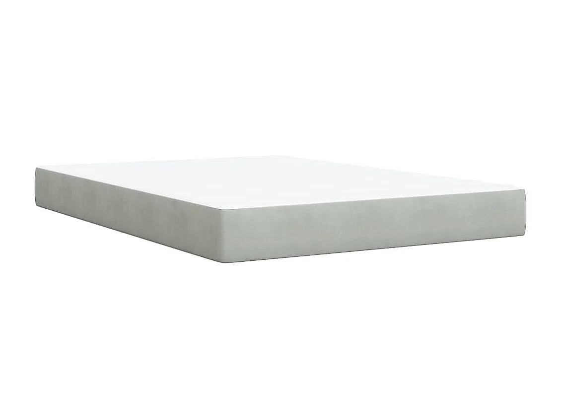 Cama box spring con colchón terciopelo gris claro 140x200 cm