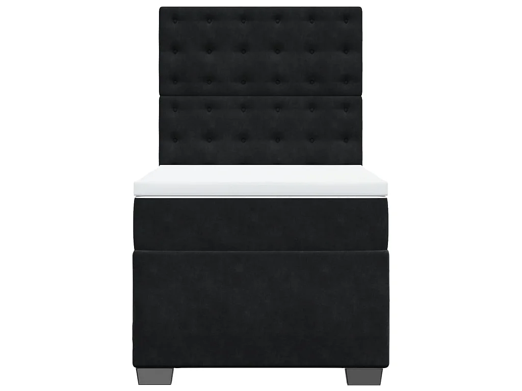 Cama box spring con colchón terciopelo negro 100x200 cm