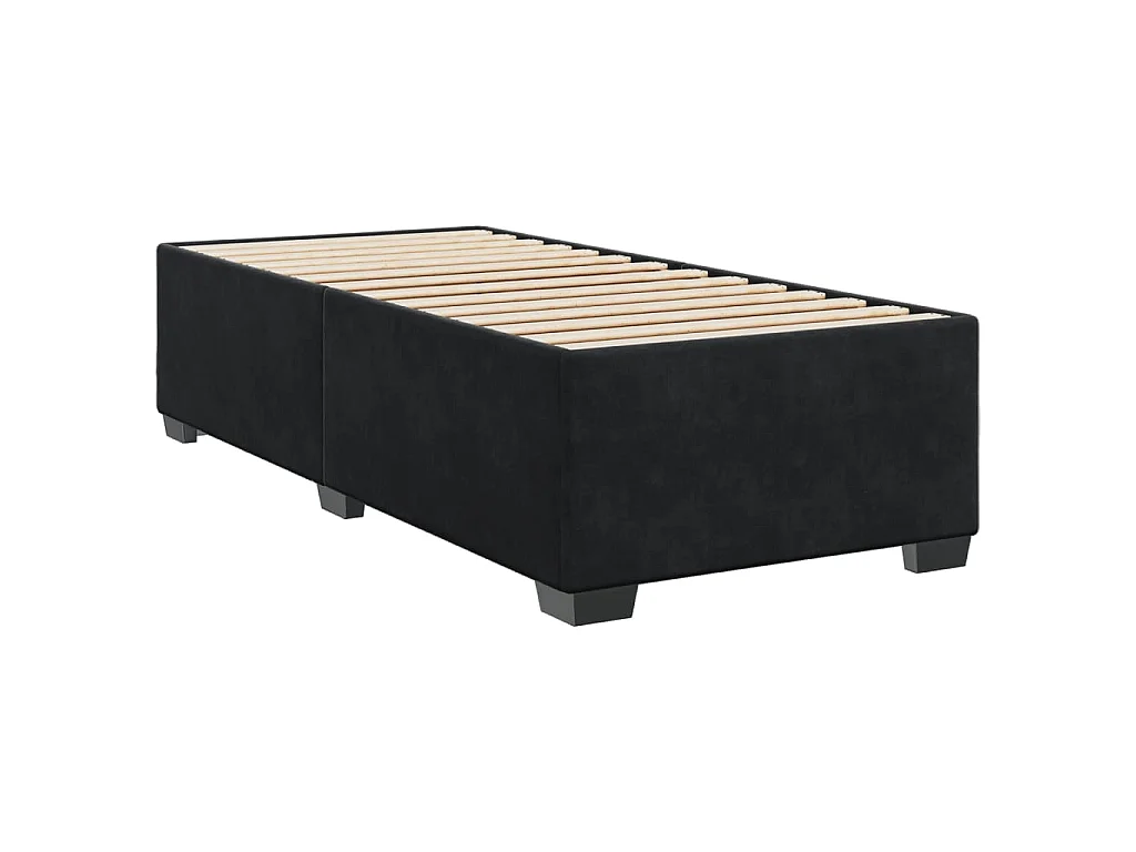 Cama box spring con colchón terciopelo negro 100x200 cm