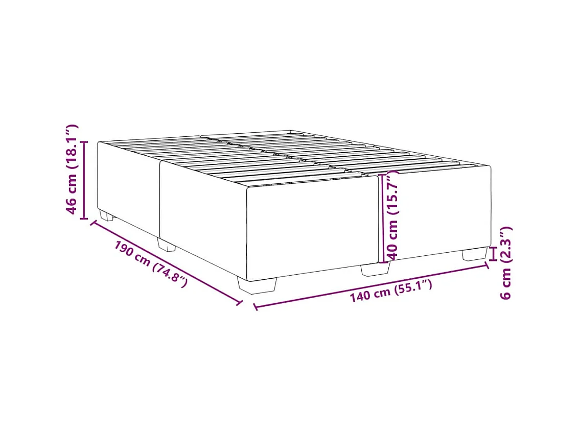 Bettgestell Grau 140x190 cm Kunstleder
