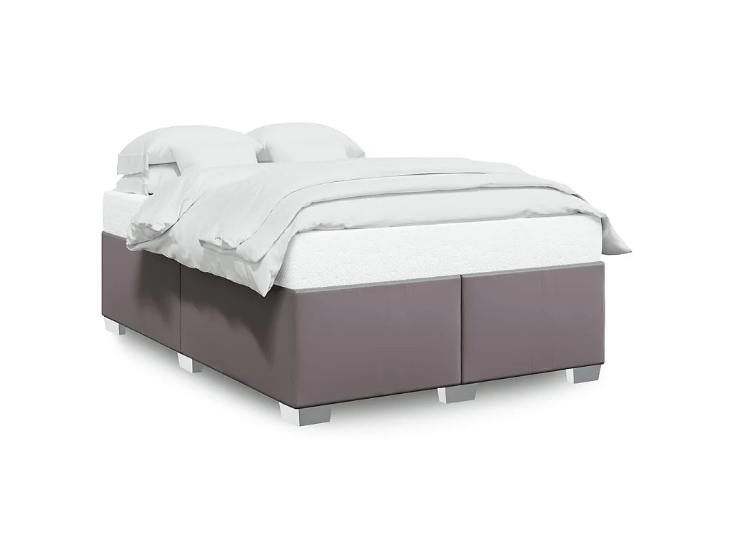 Estructura de cama sin colchón cuero sintético gris 140x190 cm