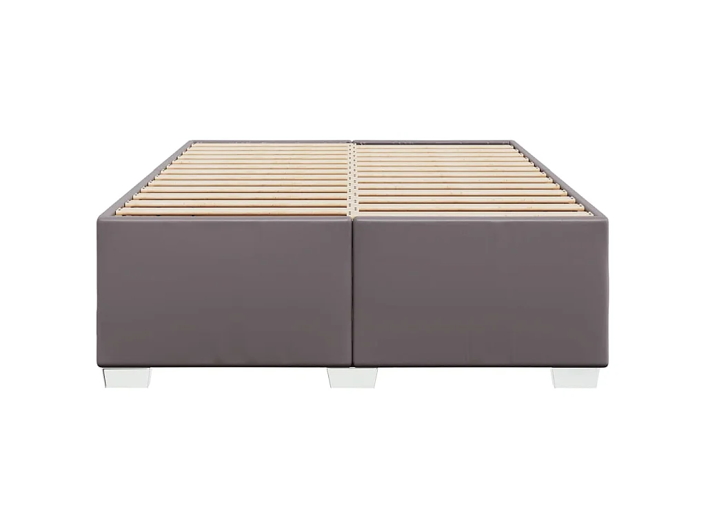 Estructura de cama sin colchón cuero sintético gris 140x190 cm