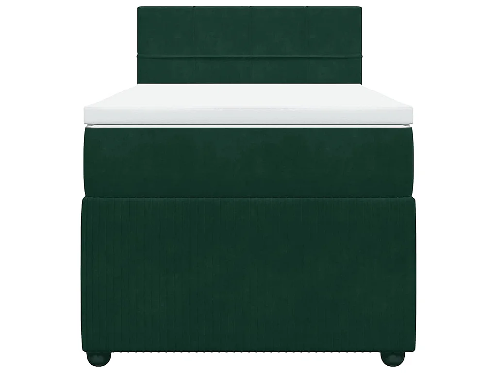 Cama box spring con colchón terciopelo verde oscuro 80x200 cm