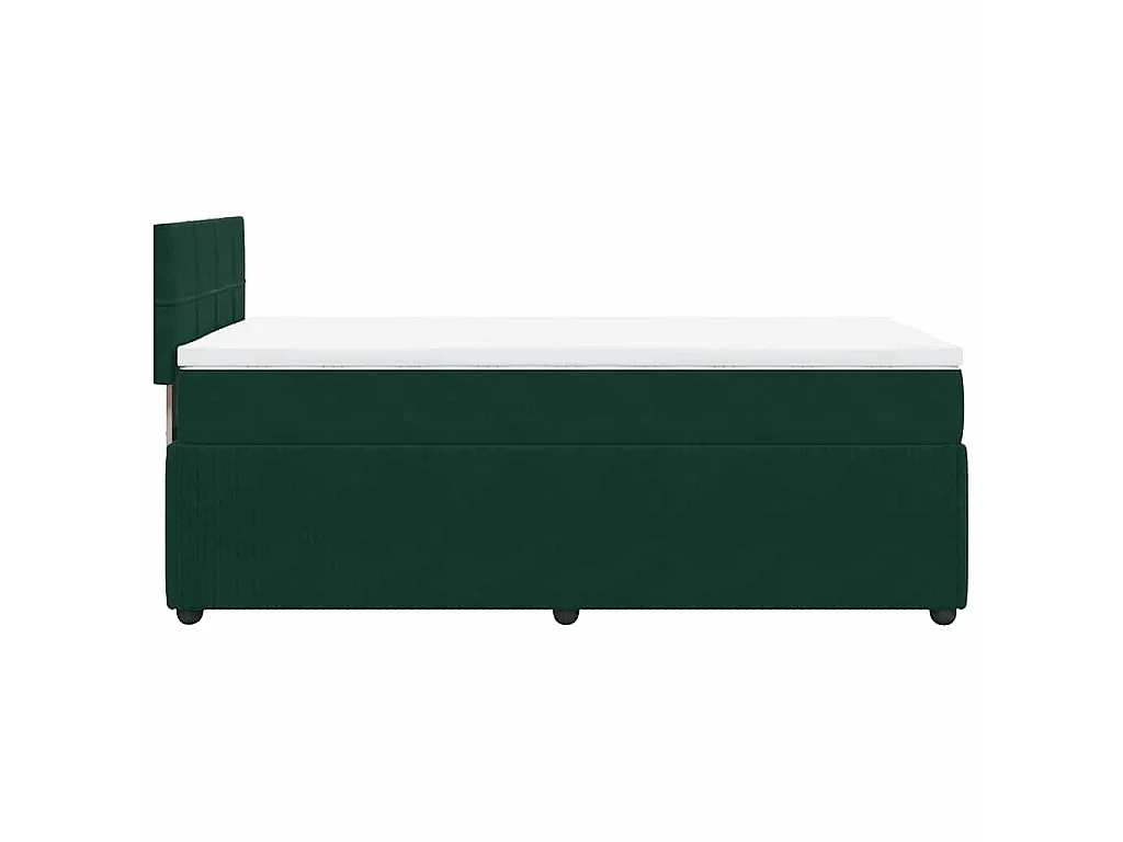 Cama box spring con colchón terciopelo verde oscuro 80x200 cm