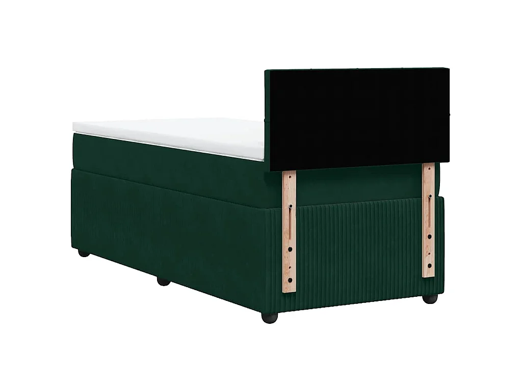 Cama box spring con colchón terciopelo verde oscuro 80x200 cm