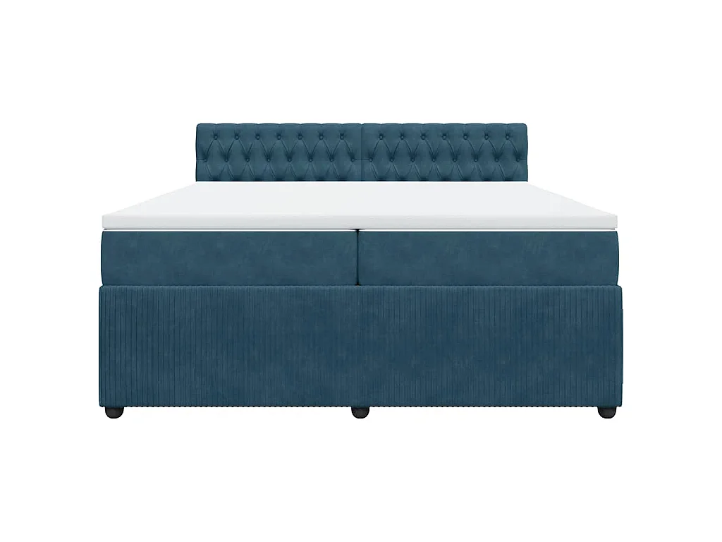 Cama box spring con colchón terciopelo azul 200x200 cm