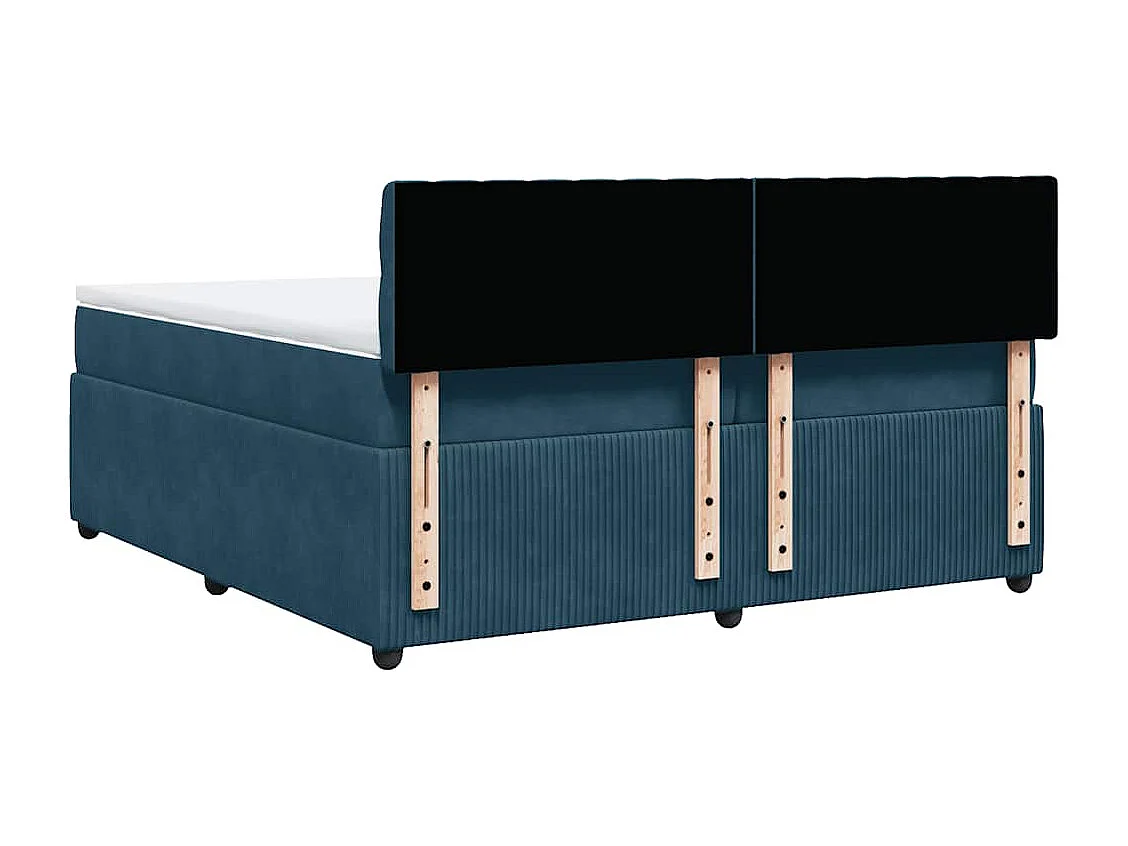 Cama box spring con colchón terciopelo azul 200x200 cm
