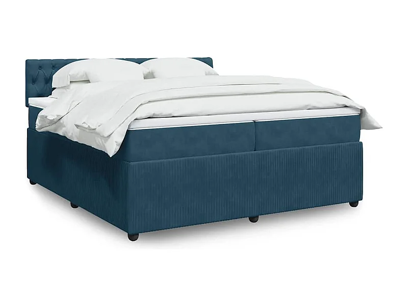 Boxspring met matras fluweel blauw 200x200 cm