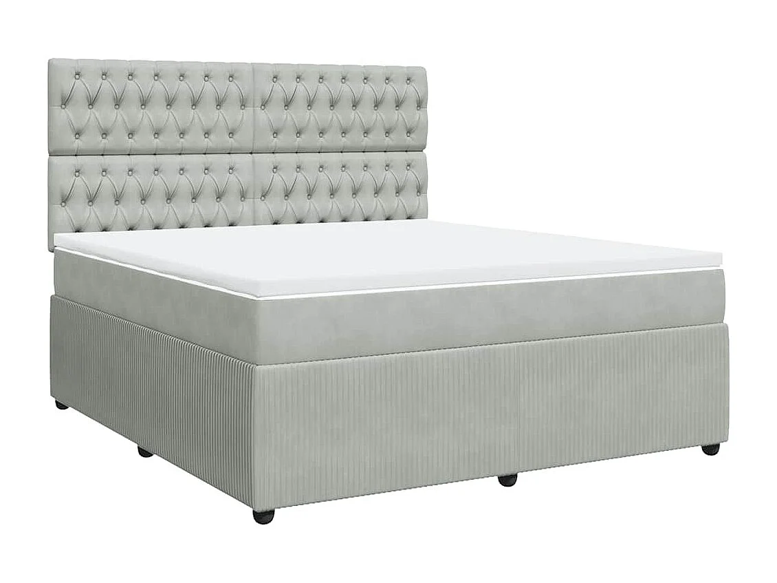 Sommier à lattes de lit et matelas Gris clair 180x200cm Velours