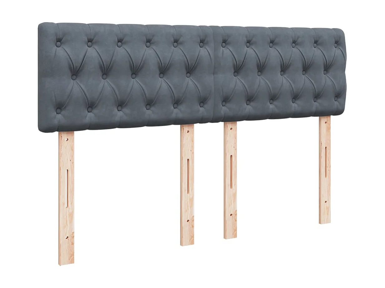 Giroletto a Molle con Materasso Grigio Scuro 140x190 cm Velluto