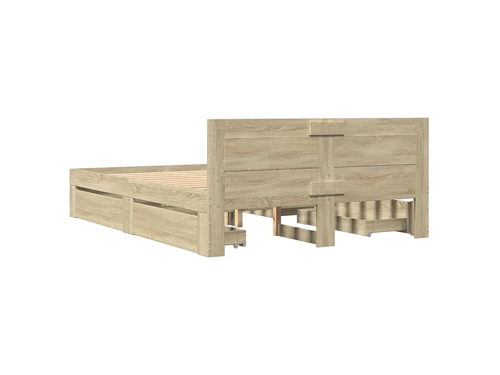 Bedframe met hoofdeinde bewerkt hout sonoma eiken 120x200 cm