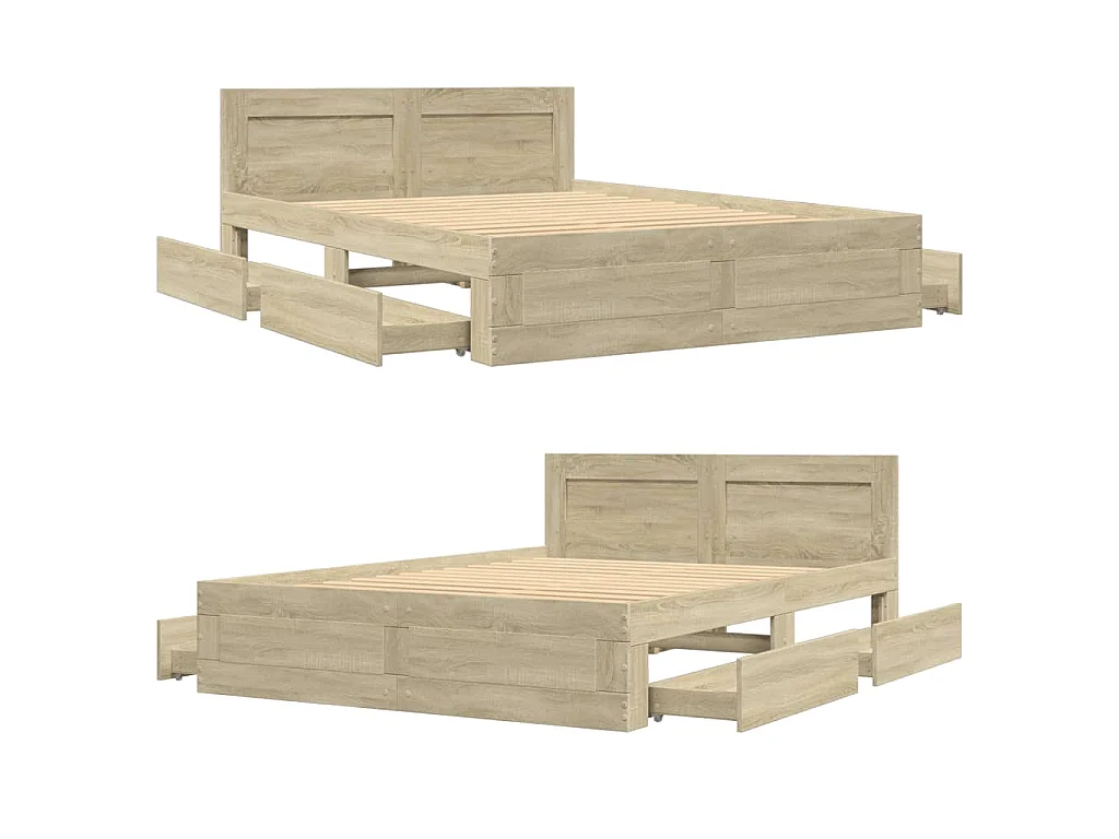 Bedframe met hoofdeinde bewerkt hout sonoma eiken 120x200 cm