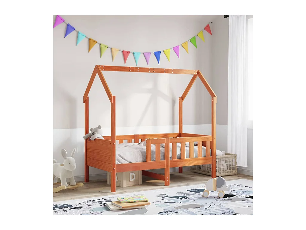 Cadre de lit d'enfants forme de maison sans matelas pin