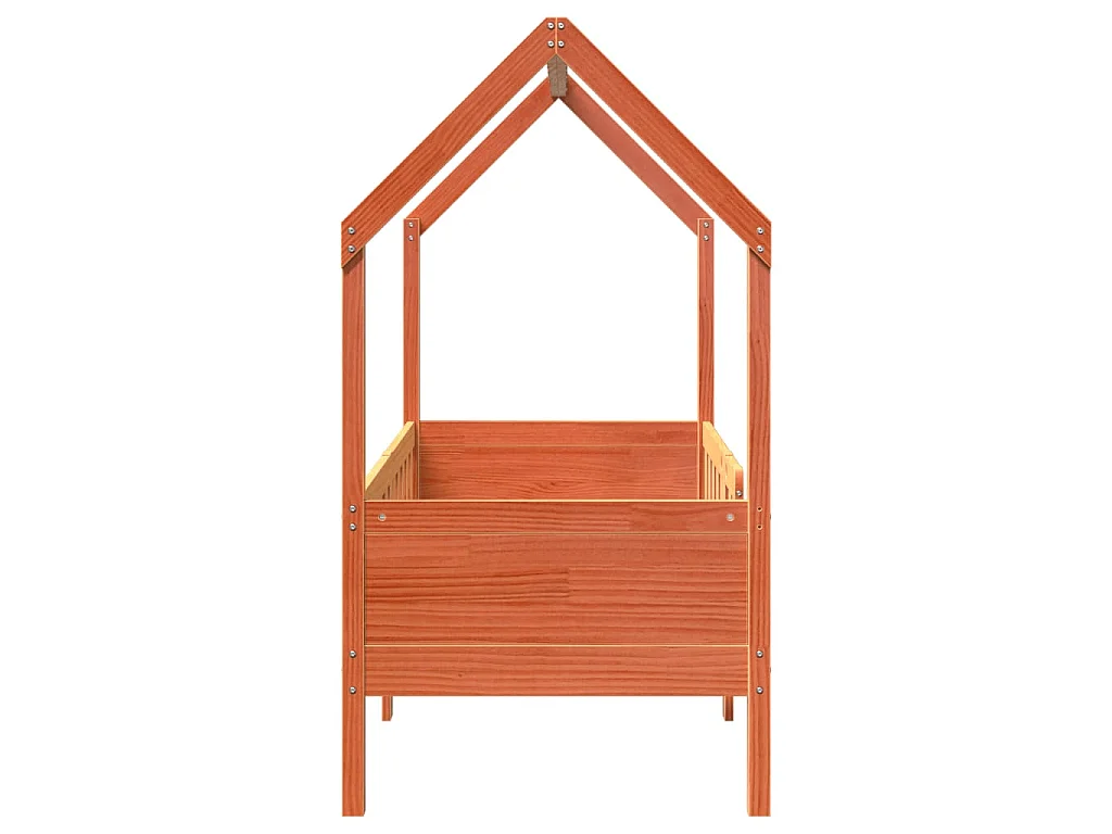 Giroletto Casetta Bambini Marrone Cera 80x160 cm Massello Pino