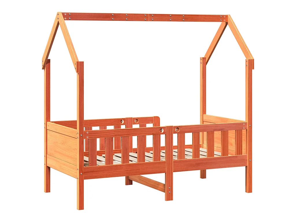 Giroletto Casetta Bambini Marrone Cera 80x160 cm Massello Pino