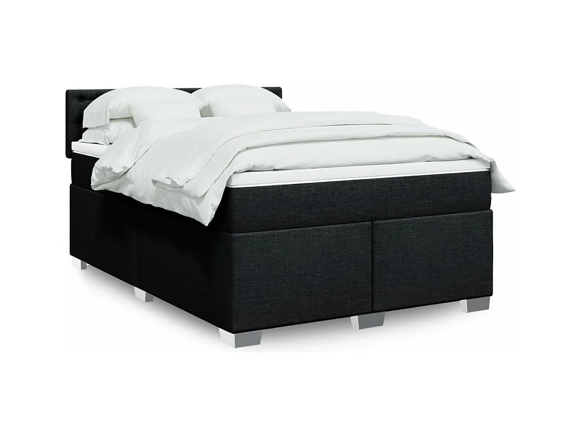 Boxspring met matras stof zwart 140x200 cm