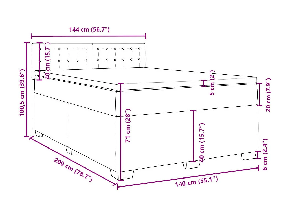 Boxspringbett mit Matratze Schwarz 140x200 cm Stoff