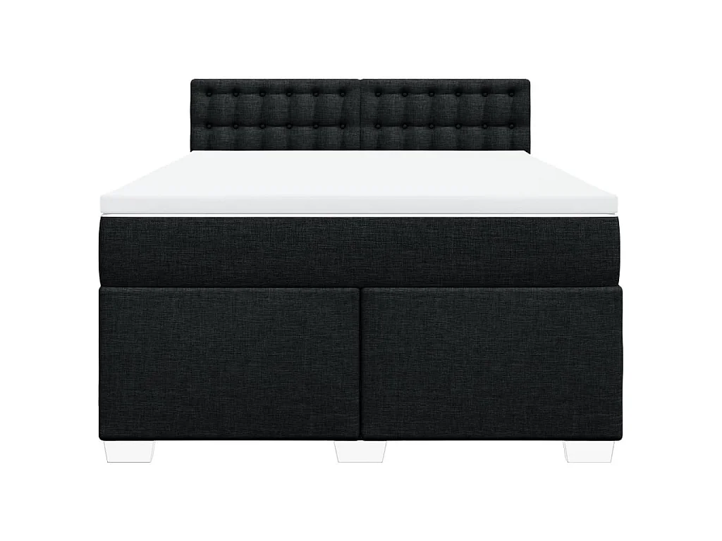 Cama box spring con colchón tela negro 140x200 cm