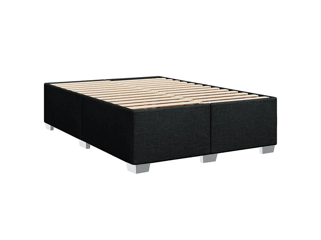 Cama box spring con colchón tela negro 140x200 cm