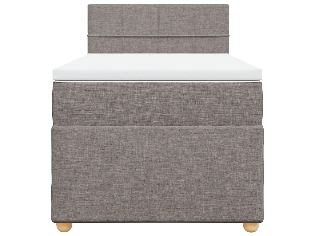 Cama box spring con colchón tela gris taupe 80x200 cm