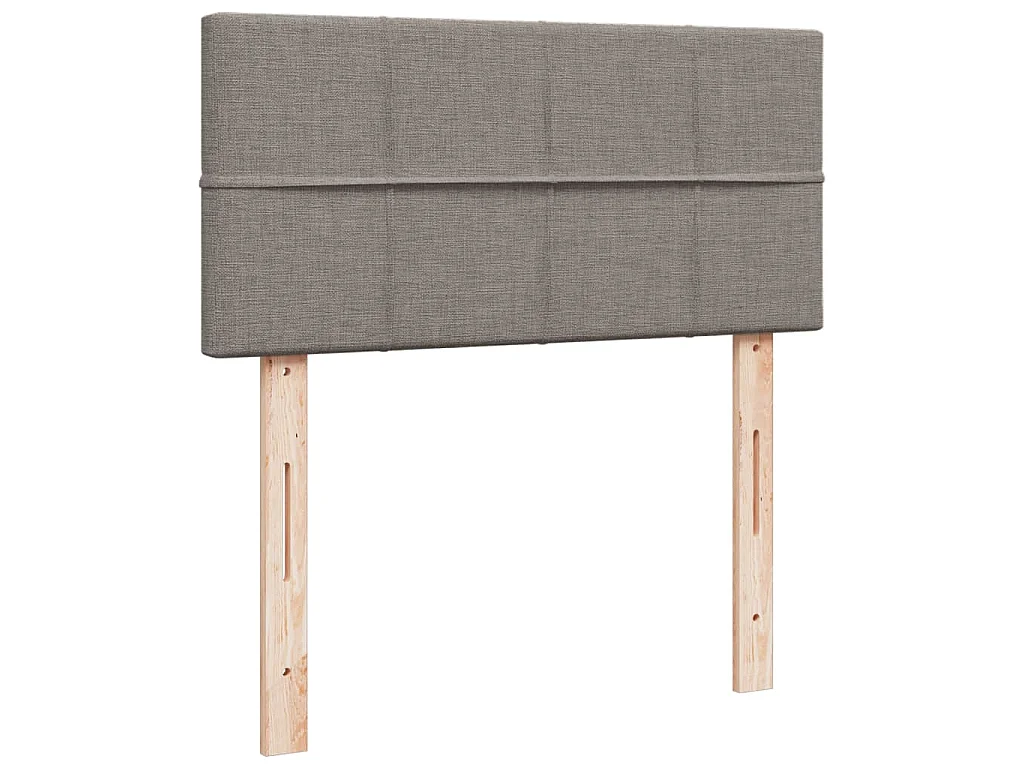 Cama box spring con colchón tela gris taupe 80x200 cm