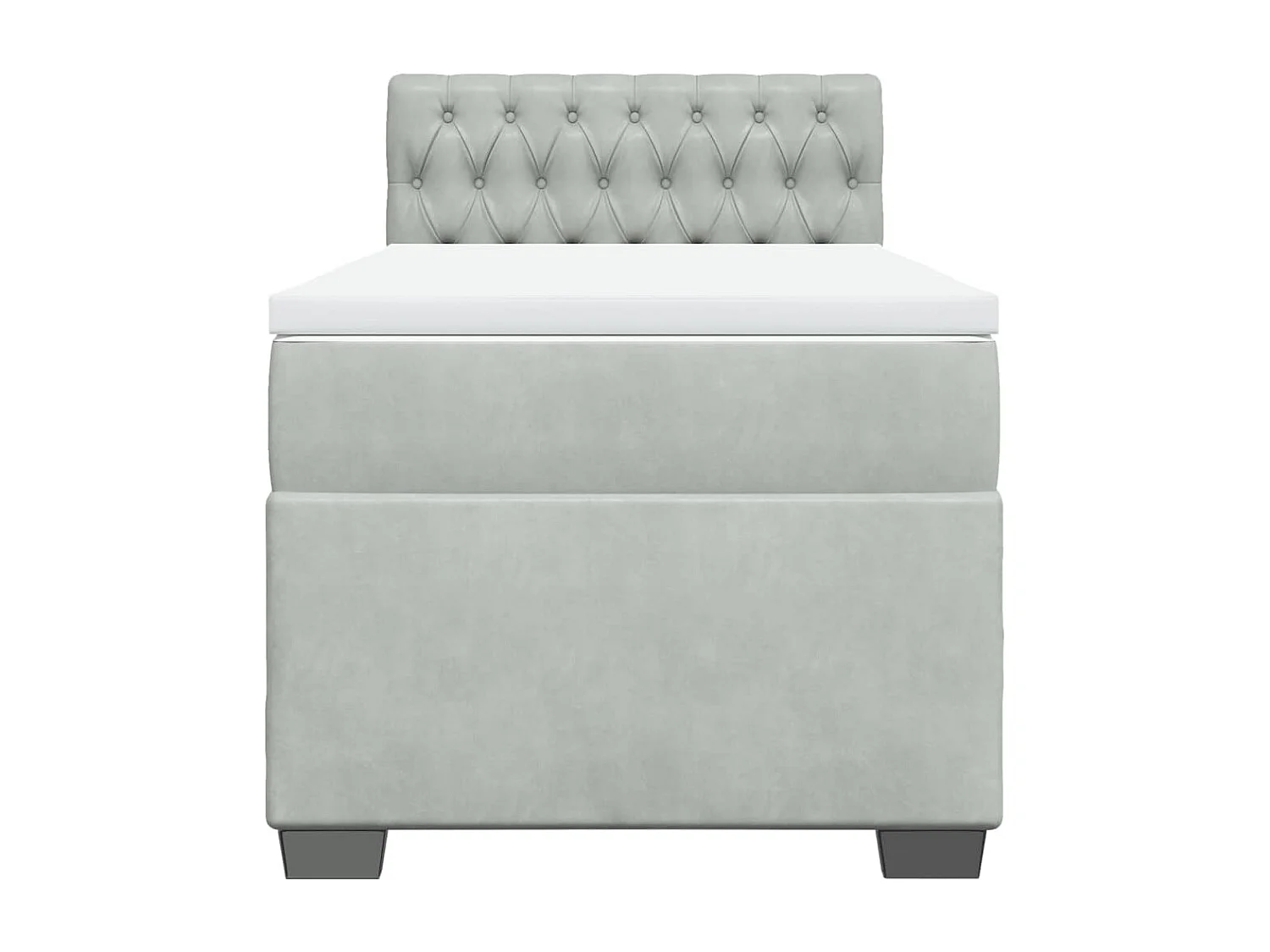Cama box spring con colchón terciopelo gris claro 90x190 cm