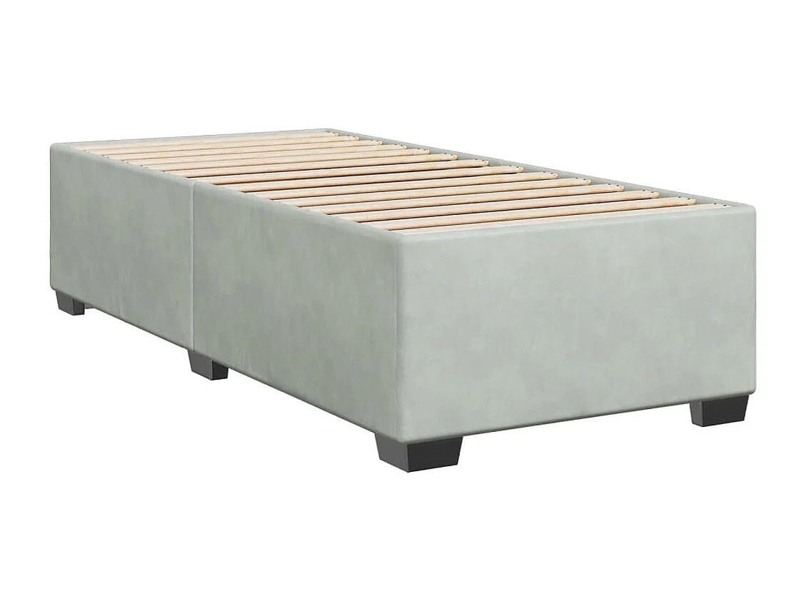 Cama box spring con colchón terciopelo gris claro 90x190 cm