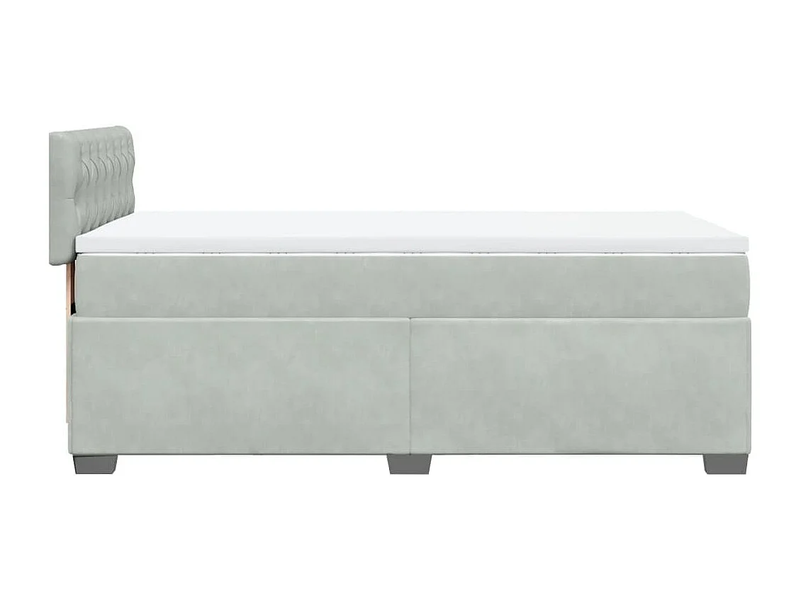 Cama box spring con colchón terciopelo gris claro 90x190 cm