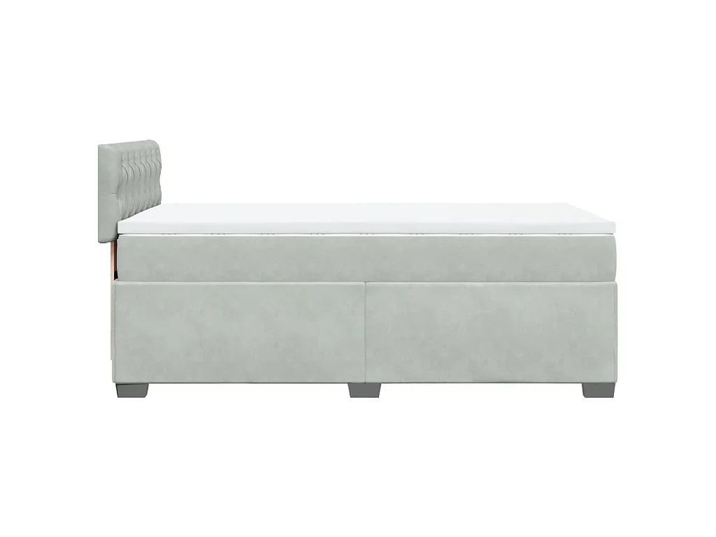 Boxspring met matras fluweel lichtgrijs 90x200 cm