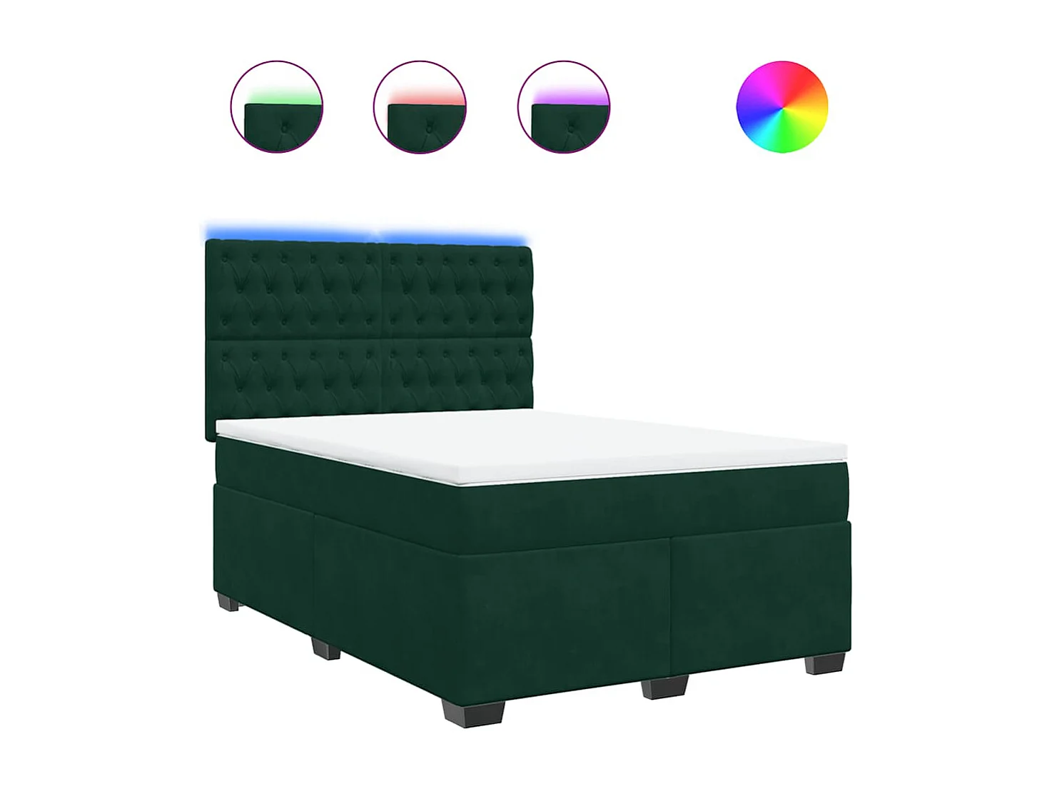 Sommier à lattes de lit et matelas Vert foncé 140x190cm Velours