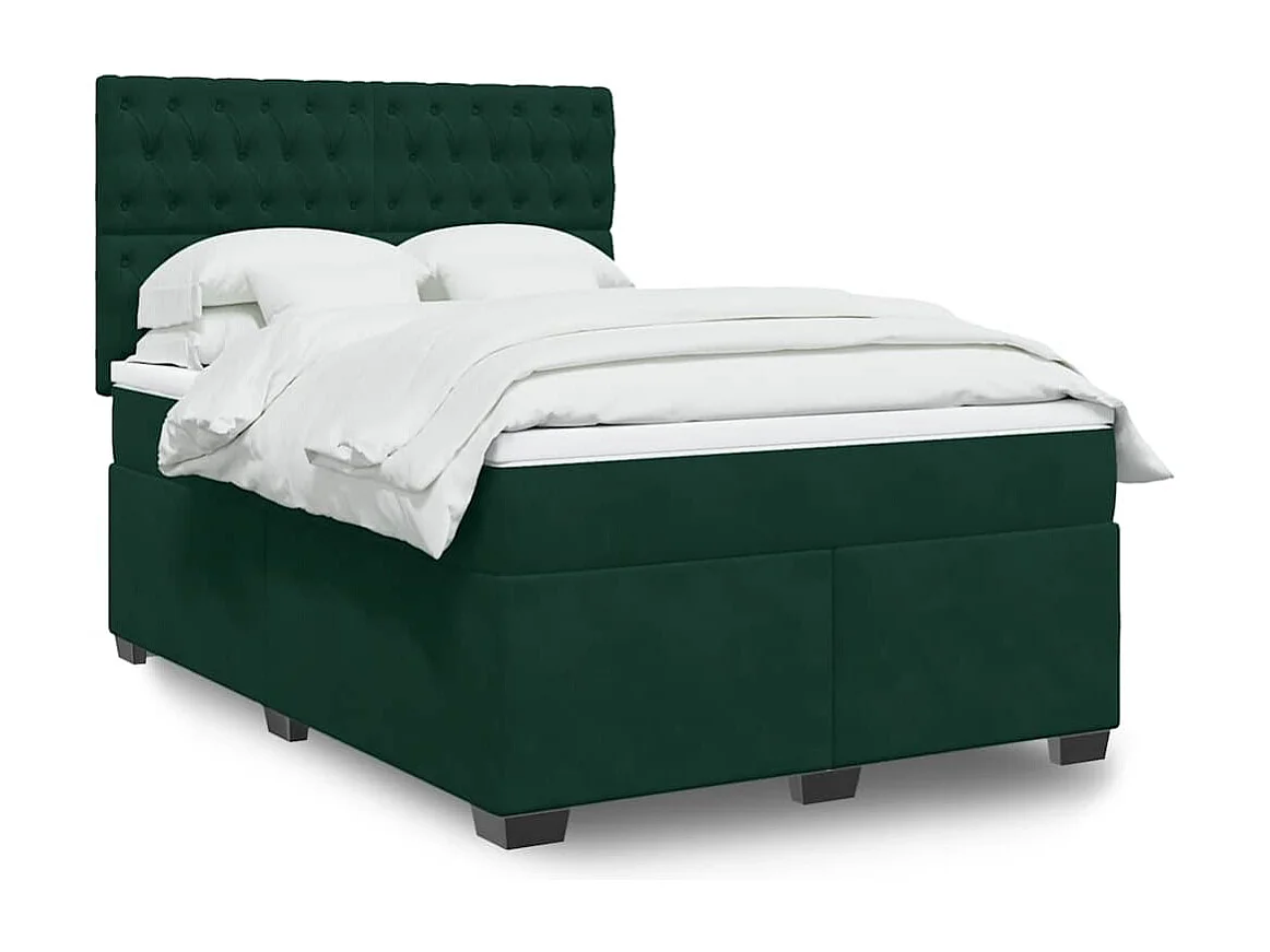Sommier à lattes de lit et matelas Vert foncé 140x190cm Velours