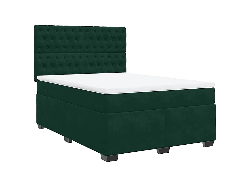 Sommier à lattes de lit et matelas Vert foncé 140x190cm Velours