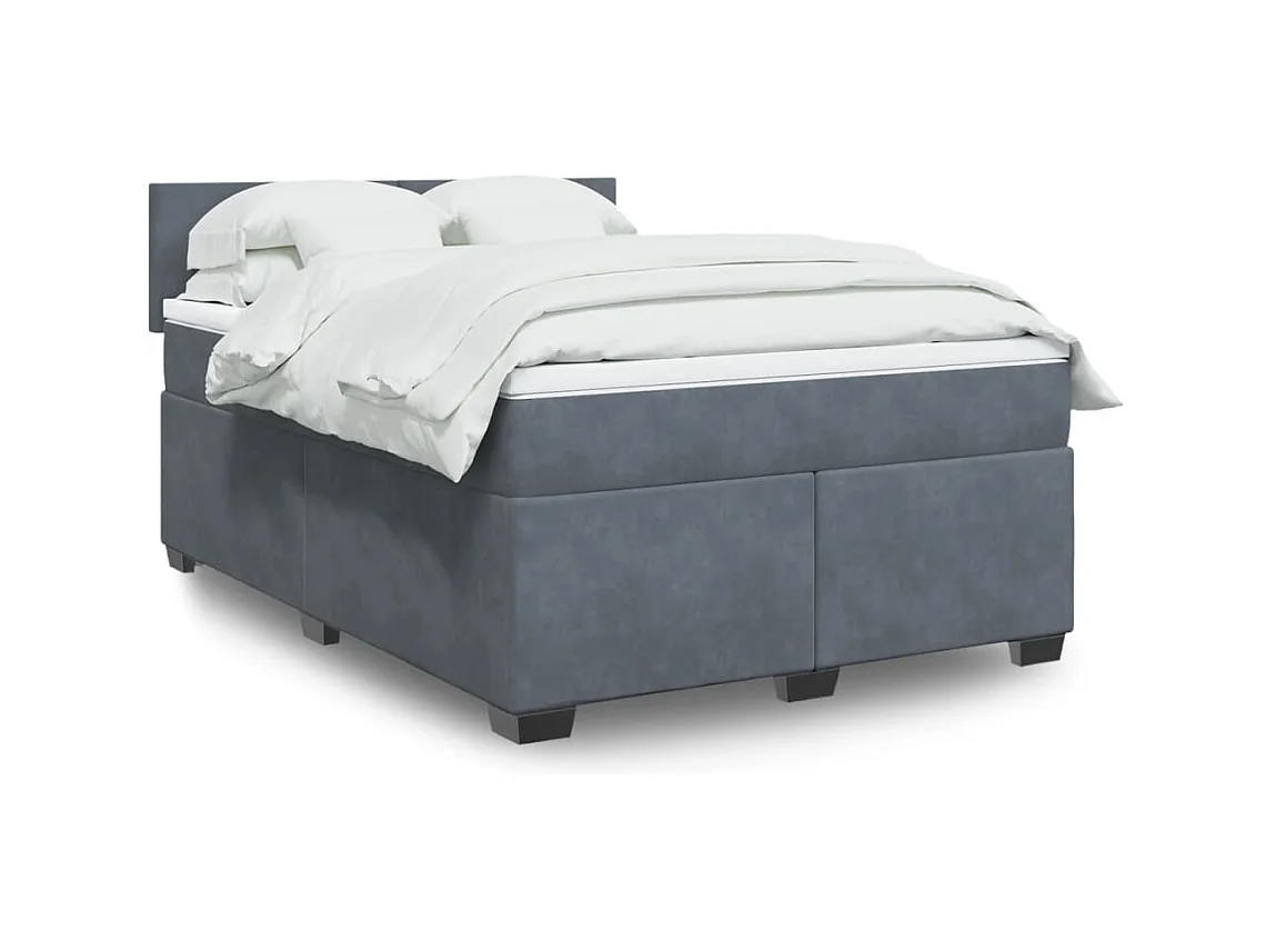 Sommier à lattes de lit et matelas Gris foncé 140x190cm Velours