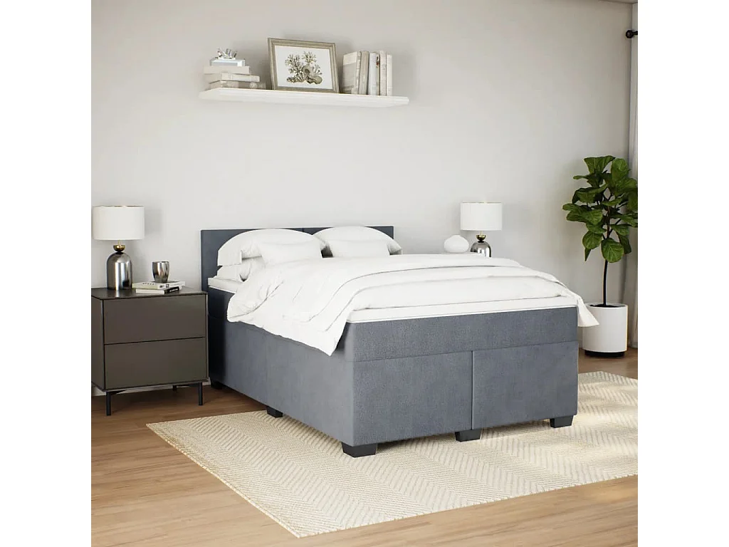 Boxspring met matras fluweel donkergrijs 140x190 cm