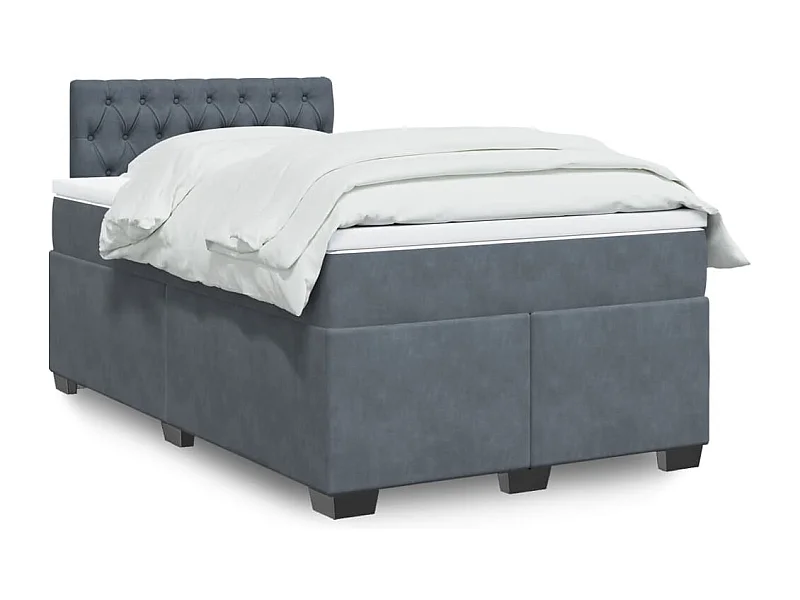 Cama box spring con colchón terciopelo gris oscuro 120x190 cm