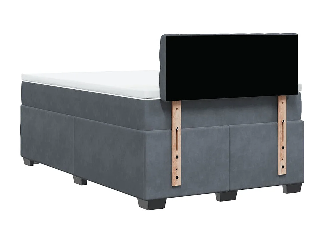 Cama box spring con colchón terciopelo gris oscuro 120x190 cm