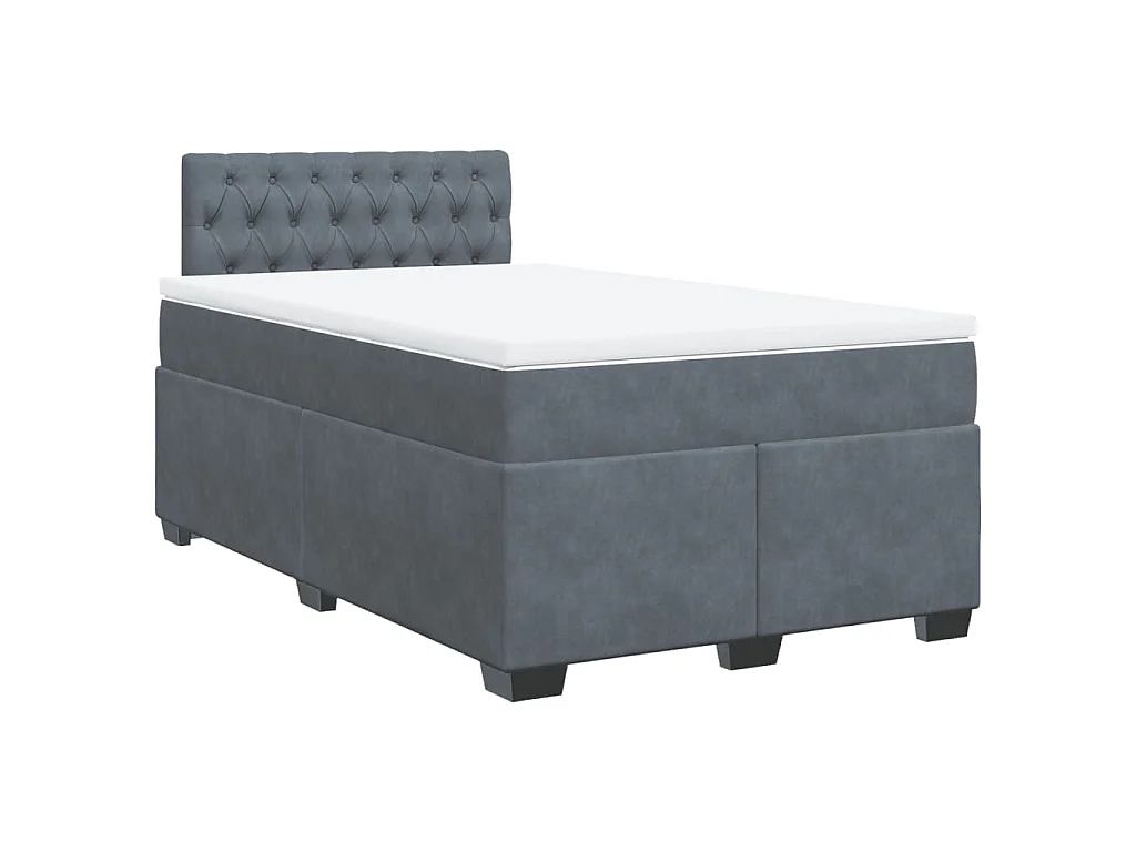 Sommier à lattes de lit et matelas gris foncé 120x190cm velours