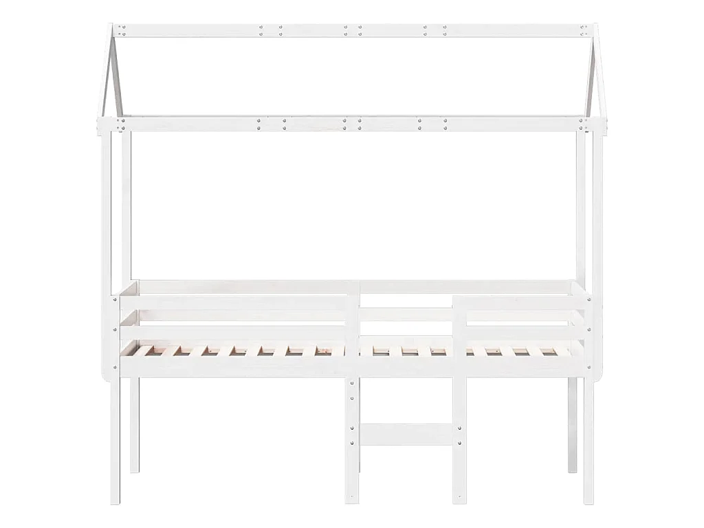 Lit haut sans matelas blanc 90x190 cm bois de pin massif