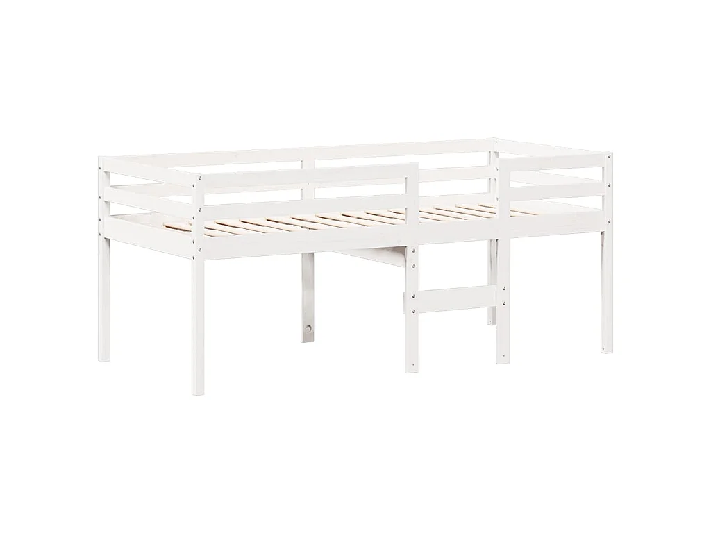 Lit haut sans matelas blanc 90x190 cm bois de pin massif